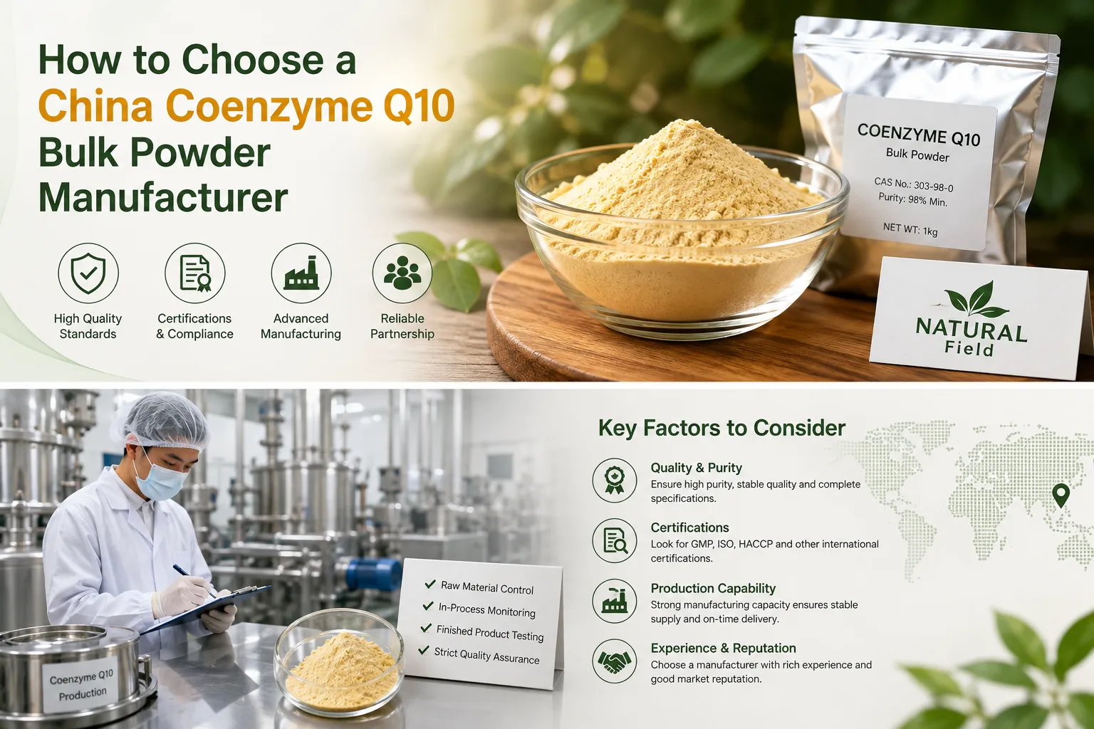 Comment choisir un fabricant chinois de coenzyme Q10 en poudre en vrac ?