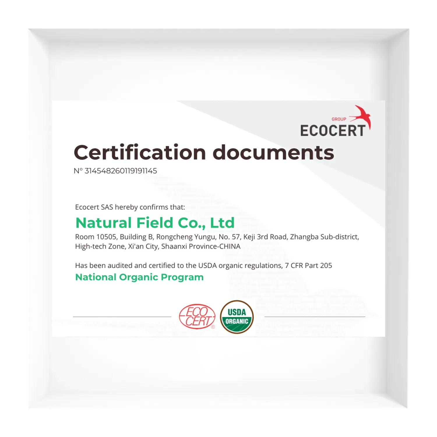 Certification ECOCERT