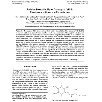 Biodisponibilité relative de la coenzyme Q10 dans les formulations d'émulsion et de liposome