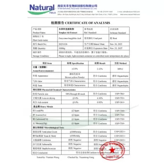 NF-COA Extrait de Tongkat Ali à 2% d'Eurycomanone